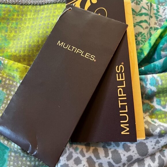 MULTIPLES MISS LIMEZINNA Multi Greens & Gray Tunic Bead & Chiffon Details NWT XL - Picture 15 of 16